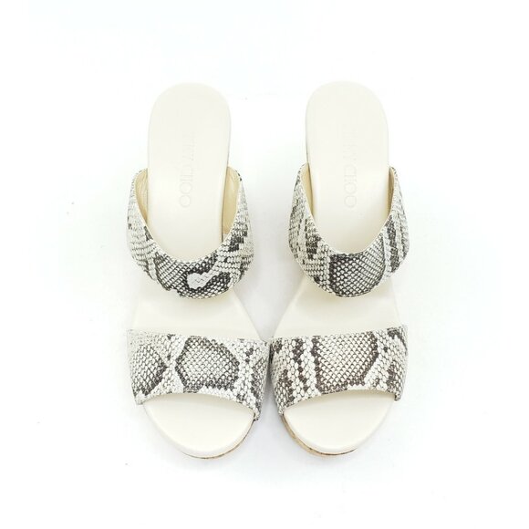 Jimmy Choo Parker Snakeskin Print Leather Cork Wedge Sandals Womens Size 39 US 9 - Picture 9 of 10
